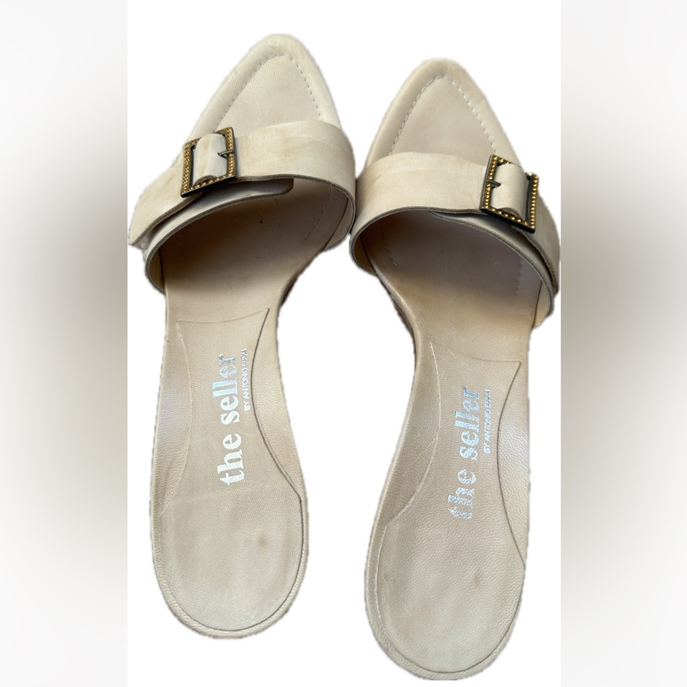 The Seller beige slip on heels 7.5